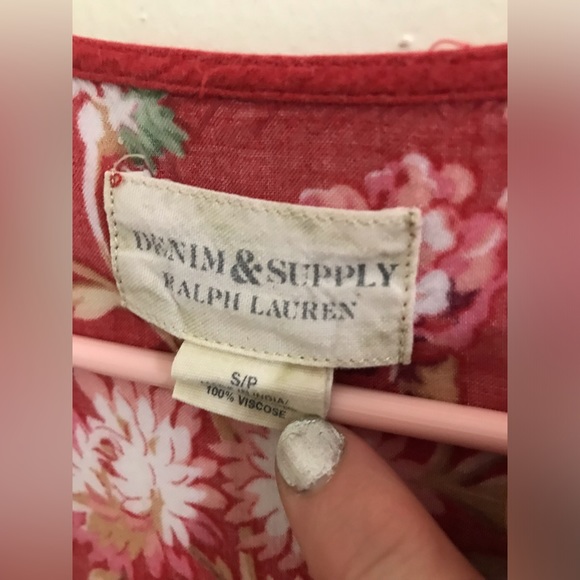 Denim & Supply Ralph Lauren Julia Red Floral Print Dress 1985T - Picture 2 of 8